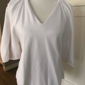 Women’s Tibi white V neck chalky drape blouse